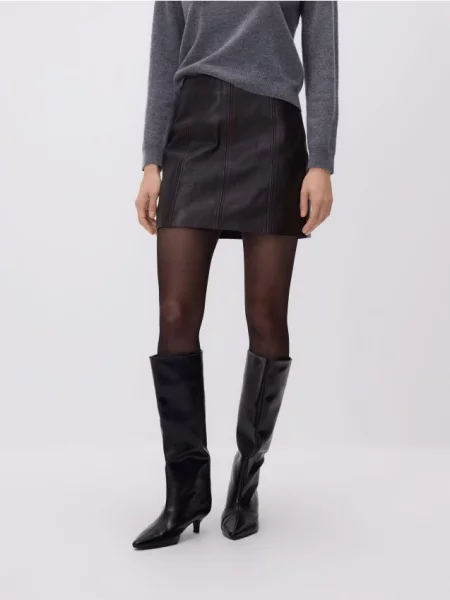 Reserved Шкіряна мініспідниця темно коричневий