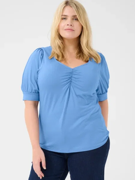 KAFFE CURVE Tricou Sissy azuriu
