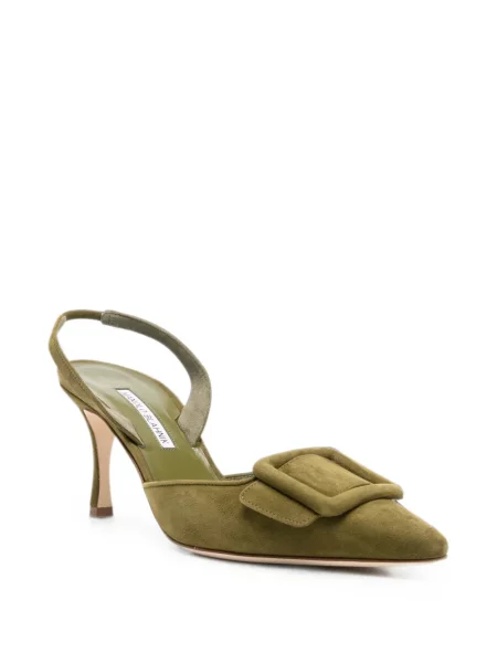 Pantofi cu toc Manolo Blahnik cu cataramă verde