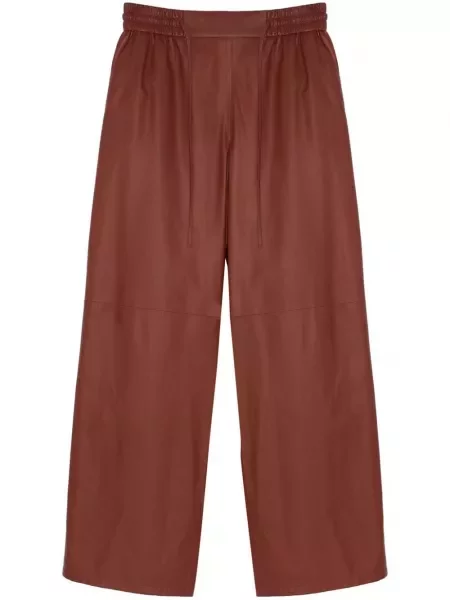 Pantaloni Yves Salomon din piele maro