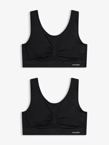 Bezszwowy biustonosz bustier z kolekcji Feel Comfort 2 szt. czarny