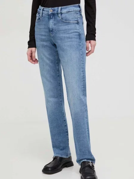 Дънки G-Star Raw с висока талия синьо