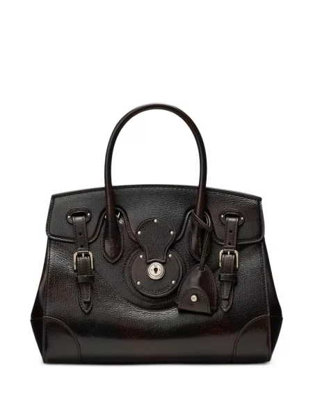 Geantă shopper Ralph Lauren Collection din piele zdrențuiți maro