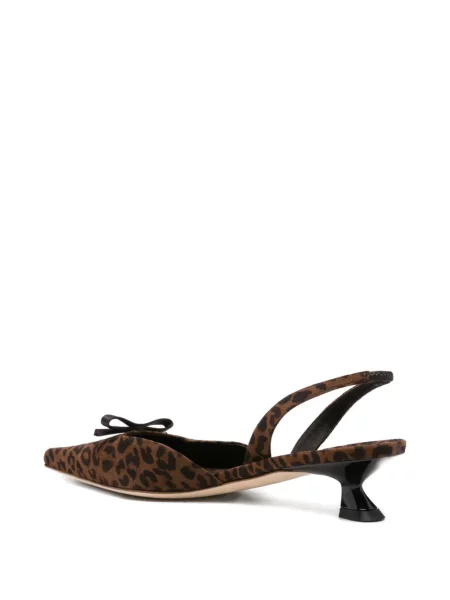 Pantofi cu toc 3juin cu funde cu model leopard maro