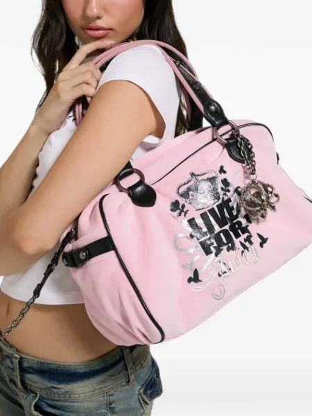 Чанта тип портмоне Juicy Couture с принт розово