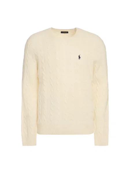 Polo Ralph Lauren Sweter z dodatkiem kaszmiru Mężczyźni Wełna beżowy|biały jednolity XXL biała