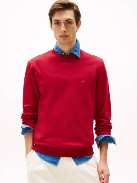 Tommy Hilfiger Pulóver ESSENTIAL TERRY piros