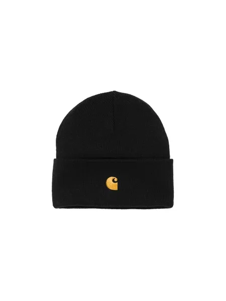 Carhartt WIP Chase Beanie Black Gold Unisex Nakrycia głowy Carhartt WIP Size: One size czarny