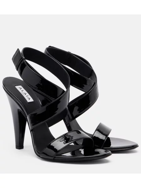 Sandale Alaïa din piele de lac negru
