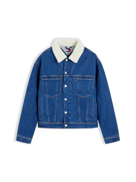 Tommy Jeans Geacă de primăvară-toamnă Archive albastru denim alb