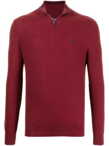 Pletene patentni zatvarač na pola gležnjače Polo Ralph Lauren smeđa