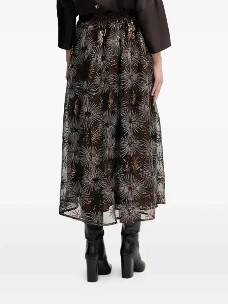 Fusta maxi Oui cu paiete cu model floral negru