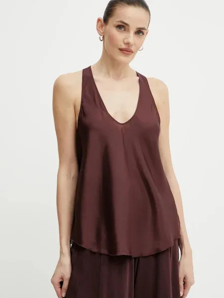Forte Forte bluză de mătase uni my top bordo