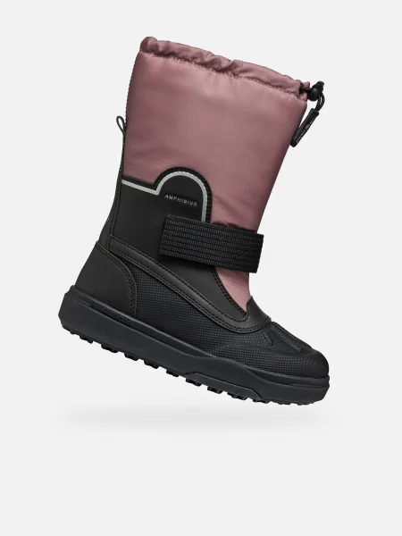 Pink Girls Winter Boots Geox Bunshee Pg B Girls čierna
