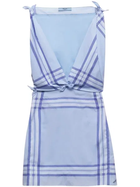 Sukienka Prada w kratkę niebieska