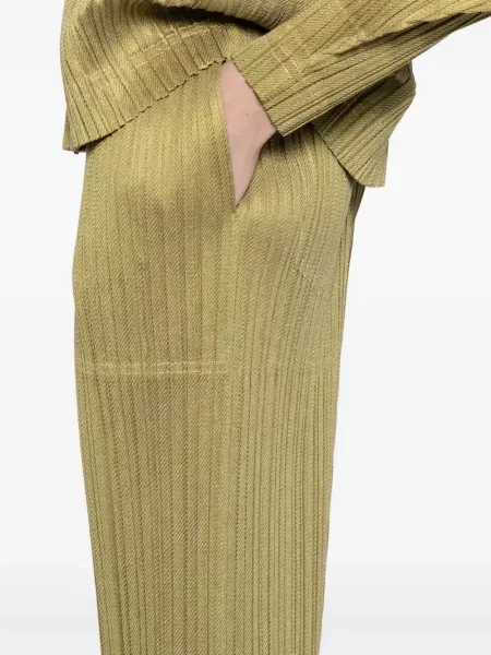 Pantaloni Pleats Please Issey Miyake plisate verde