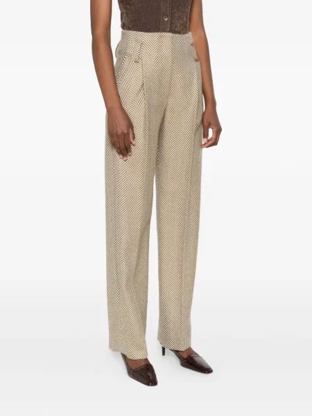 Pantaloni Forte_forte cu model herringbone plisate
