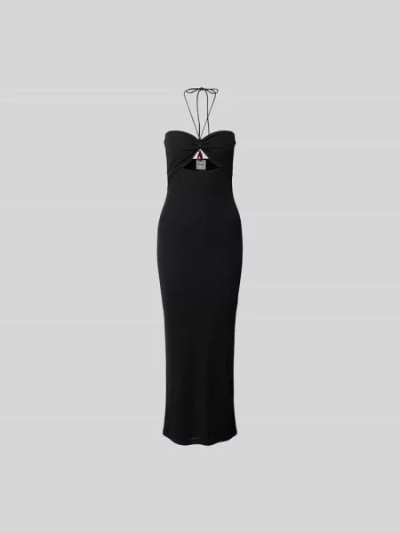 Sukienka midi o kroju slim fit z detal: z ozdobnym kamieniem Nanushka czarna