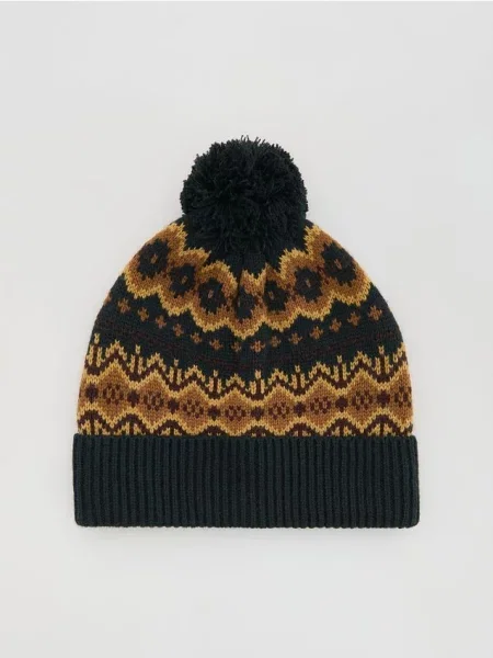 Шапка Reserved с помпоном синяя