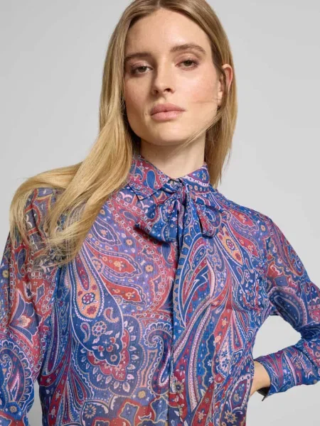Bluzka koszulowa z krytą listwą guzikową model ‘KRISTY’ Lauren Ralph Lauren niebieska