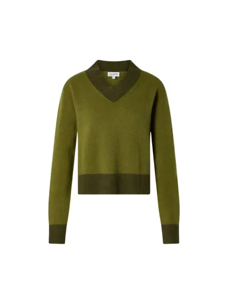 Sweter Cloeys z dekoltem w serek zielony