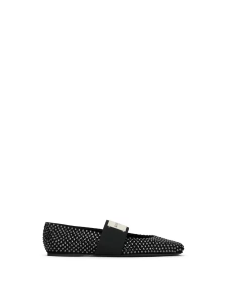 Balerinki Givenchy z kwadratowym noskiem czarne