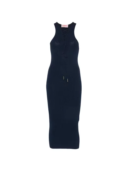 Rochie midi Iceberg cu șireturi tricotate albastru