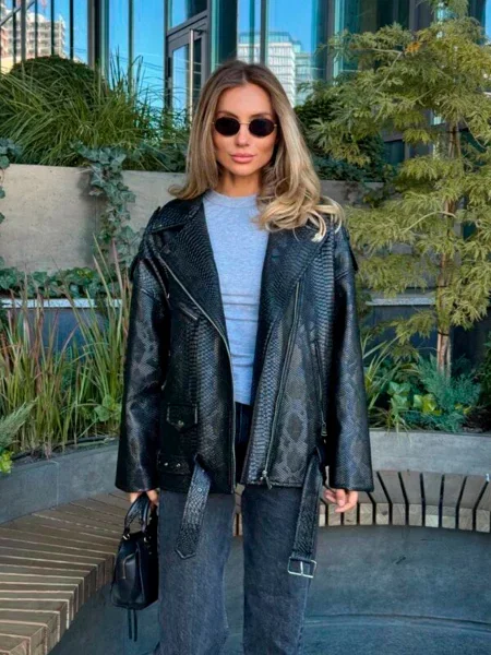 Шкіряна куртка Milirud штучна шкіра чорний