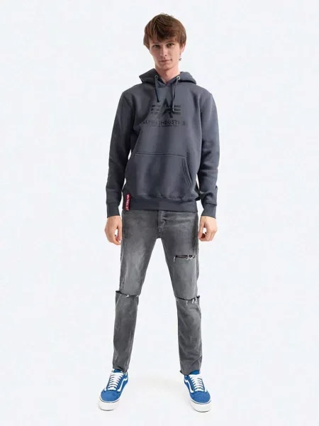 Geacă Alpha Industries cu glugă gri