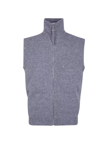 Vestă Seventy cu paiete tricotate gri