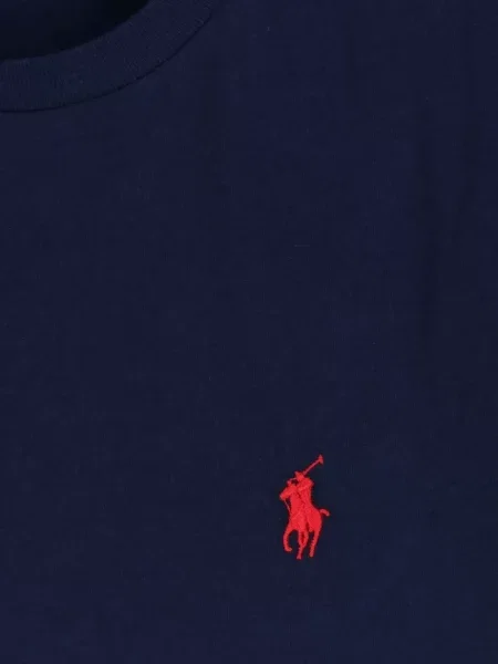 Блуза Polo Ralph Lauren с връзки с дантела бродирана синьо