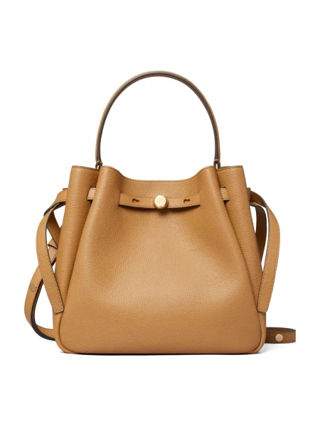 Kapelusz Tory Burch skórzany beżowy