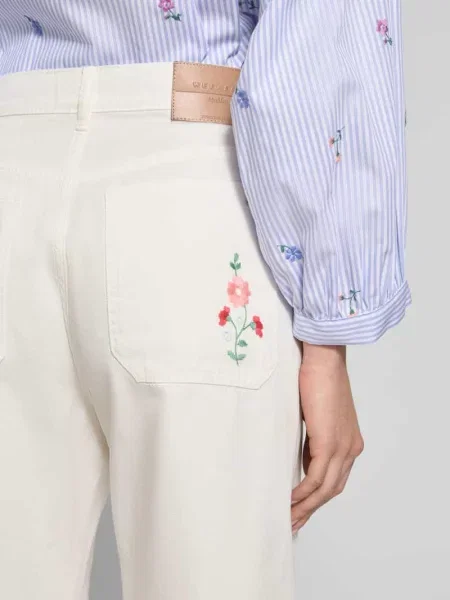 Jeansy z szeroką skróconą nogawką model ‘LORD’ Weekend Max Mara białe