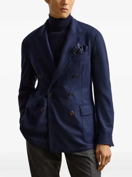 Geacă Ralph Lauren Purple Label cu două rânduri de nasturi albastru