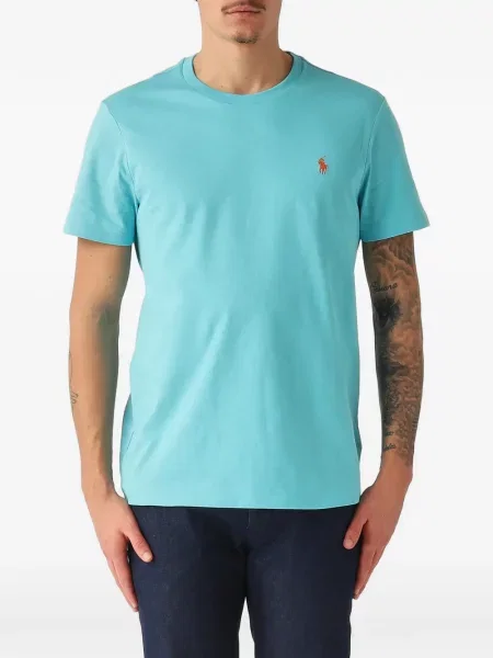 Πουκάμισο Polo Ralph Lauren με κέντημα από ζέρσεϋ μπλε