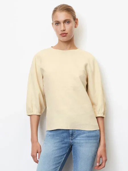 Marc O’Polo Блуза з коротким рукавом без підкладки бежевий