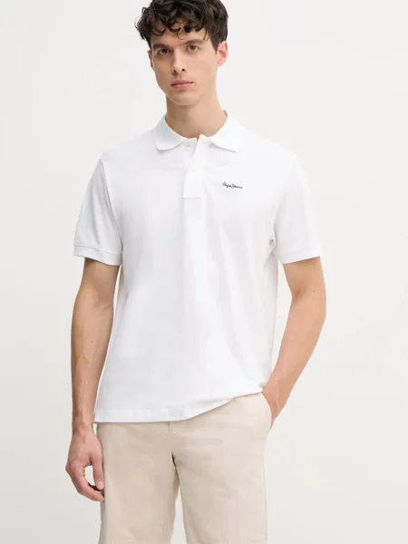 Pepe Jeans polo tričko ESSENTIAL POLO CONTRAST LOGO bílé