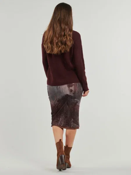 Pulover Only cu decolteu în V bordo