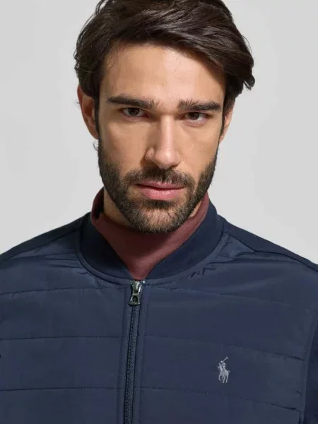 Pikowana kurtka z prążkowanymi wykończeniami Polo Ralph Lauren niebieska