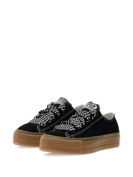 Sneakerși Converse Chuck Taylor All Star din piele de căprioară alergare cu platformă negru