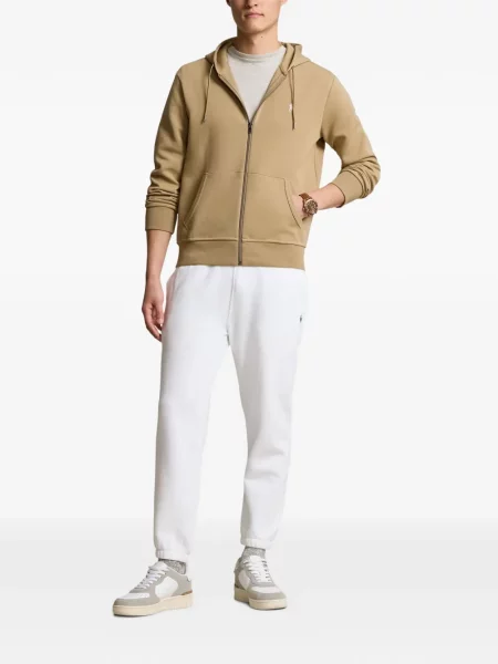 Tricou polo Polo Ralph Lauren cu glugă cu blană cu broderie roșu