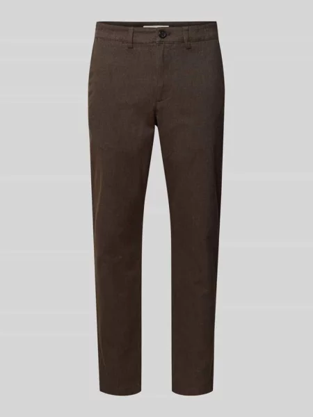 Chinosy o kroju slim fit z mieszanki bawełny model BRUSHED’ Selected Homme