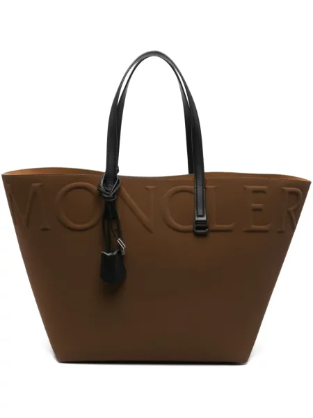 Geanta de piele Moncler din piele maro