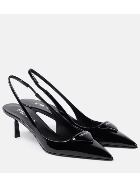 Usnjene salonarji Prada z odprtimi petami črna