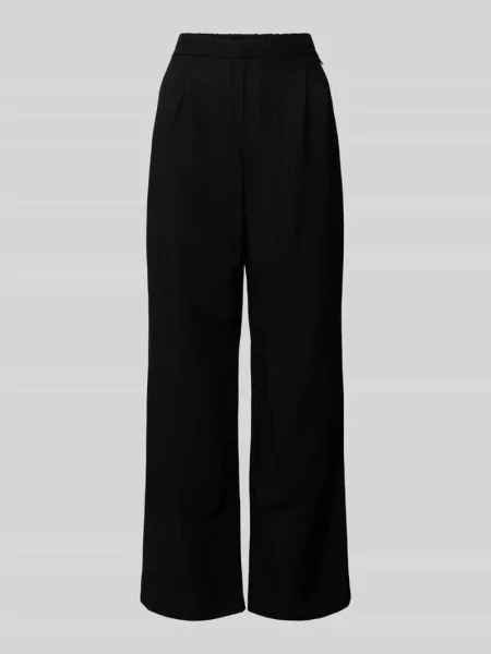 Spodnie materiałowe z szeroką nogawką i zakładkami w pasie model ‘Alexandria’ Stehmann czarne