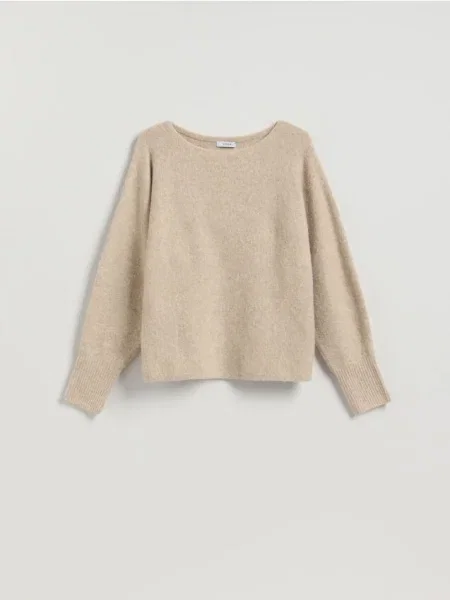Reserved Sweter z domieszką wełny beżowy