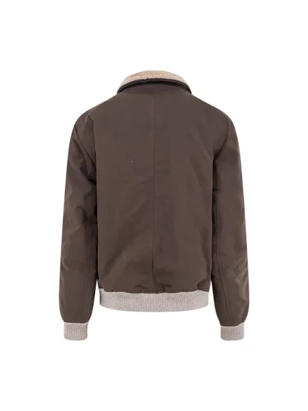 Lniany kurtka bomber Brunello Cucinelli brązowy