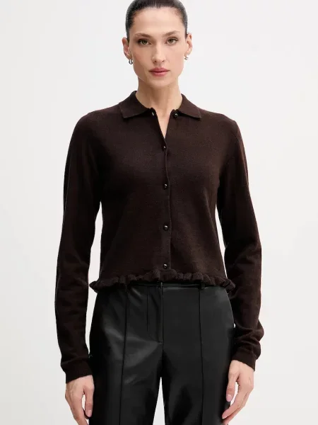 Rotate cardigan din lână light maro