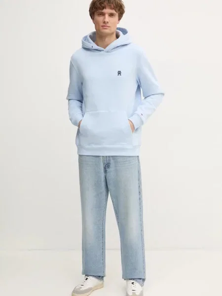 Tommy Hilfiger Bombažen pulover modra