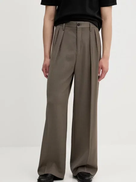 Панталон с вълна Filippa K със стандартна кройка кафяво